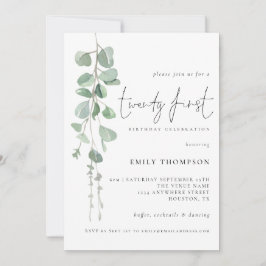 ユーカリモダンプタススクリプト21歳の誕生日パーティー 招待状