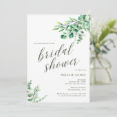 ユーカリモダンプタスボタニカルグリーンブライダルシャワー 招待状 (スタンド正面)