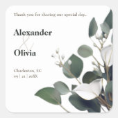 ユーカリモダンプタス結婚式の引き出物 スクエアシール (正面)