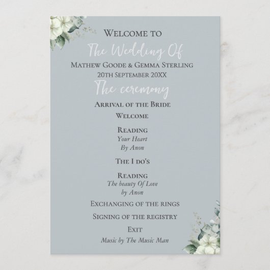 ユーカリモダンプタス結婚式 プログラム (正面)