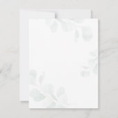 ユーカリモダンプツカップル赤ちゃんシャワーベア葉 招待状 (裏面)