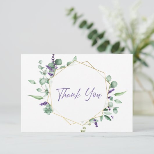 ユーカリモダンプテスジオメトリックフレーム サンキューカード (スタンド正面)