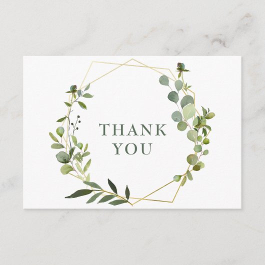 ユーカリモダンプテスジオメトリックフレーム サンキューカード (正面)