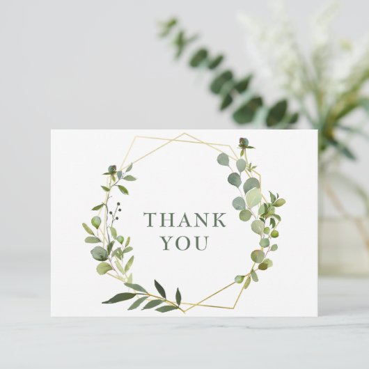 ユーカリモダンプテスジオメトリックフレーム サンキューカード (スタンド正面)