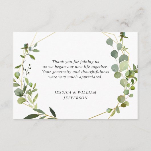 ユーカリモダンプテスジオメトリックフレーム サンキューカード (裏面)