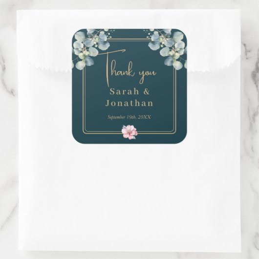 ユーカリモダンプトゥスの葉ありがとうご愛顧結婚下 スクエアシール (バッグ)