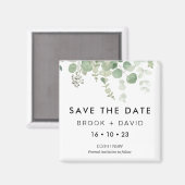 ユーカリモダンプトゥスウェディング日付磁石を保存 マグネット (正面/裏面)