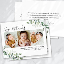 ユーカリモダンプトゥス写真ベビーサンキューカード