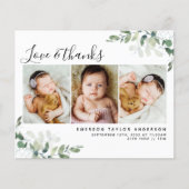 ユーカリモダンプトゥス写真ベビーサンキューカード (正面)