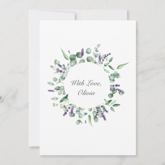 ユーカリモダンプトゥス幾何学フレームブライダルルンチョン 招待状 (裏面)