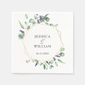 ユーカリモダンプトゥス幾何結婚フレーム紙 スタンダードカクテルナプキン (正面)