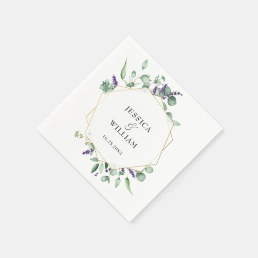 ユーカリモダンプトゥス幾何結婚フレーム紙 スタンダードカクテルナプキン (角)