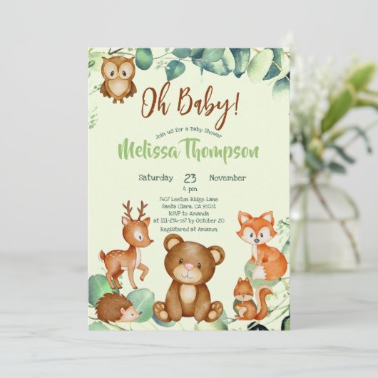 ユーカリモダンプトゥス森林の動物の森の友人 招待状 (スタンド正面)