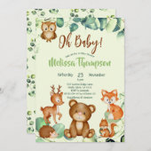 ユーカリモダンプトゥス森林の動物の森の友人 招待状 (正面/裏面)