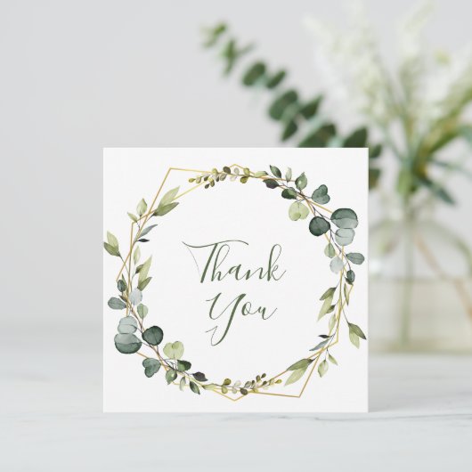 ユーカリモダンプトゥス水カラーリース サンキューカード (スタンド正面)