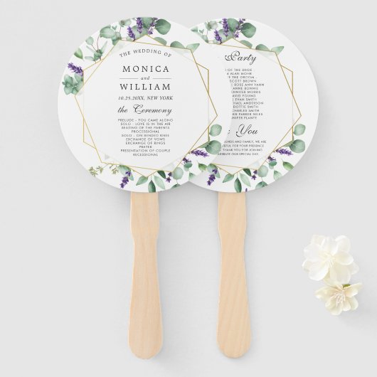 ユーカリモダンプトゥス葉結婚式 プログラム ハンドファン (正面&裏面)