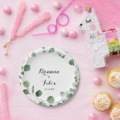 ユーカリモダンラ書結婚道のケーキ ペーパープレート (パーティー)