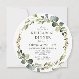 ユーカリモダンリースフレームリハーサルディナー 招待状