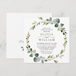 ユーカリモダンリースフレームリハーサルディナー 招待状