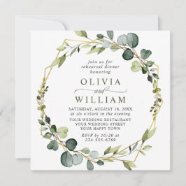 ユーカリモダンリースフレームリハーサルディナー 招待状