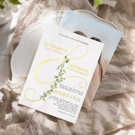 ユーカリモダンルツパスアンパサンド光結婚金ゴールド 箔招待状