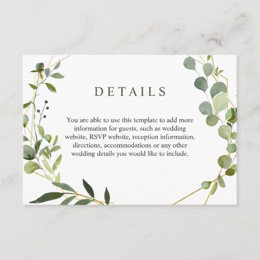 ユーカリモダン属幾何学模様の葉 エンクロージャーカード (正面)