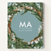 ユーカリモダン属植物葉リースイニシャル ノートブック (裏面)