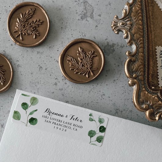 ユーカリモダン書道差出人住所ラベル ラベル