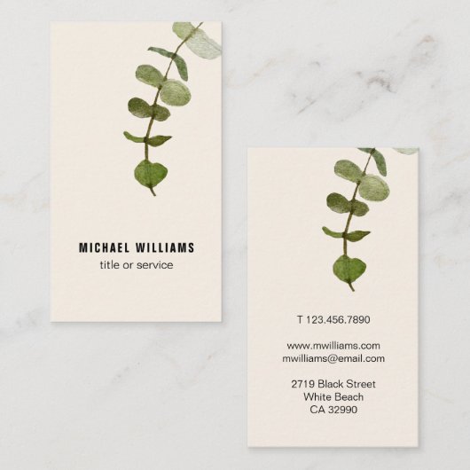 ユーカリモダン葉 名刺 (正面/裏面)