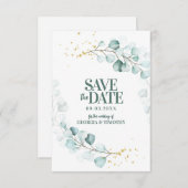 ユーカリモダン金ゴールドキラキラ セーブザデート (正面/裏面)