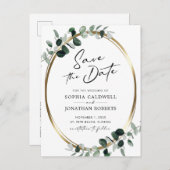 ユーカリモダン金ゴールド書の日付を保存 案内ポストカード (正面/裏面)