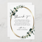 ユーカリモダン金ゴールド書ホワ結婚イト サンキューカード (正面/裏面)