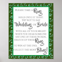 ユーカリリングや輪ゲームのサインにブライダルシャワーを入れる