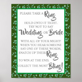 ユーカリリングや輪ゲームのサインにブライダルシャワーを入れる ポスター