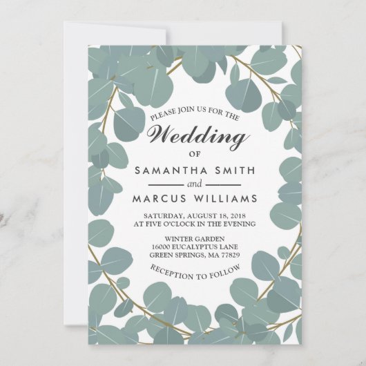 ユーカリリースグリーンリー結婚式招待状 招待状 (正面)