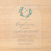 ユーカリリースシルバークロスバプテスマ アクリル招待状 (正面)