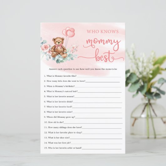 ユーカリリーステディベア赤ちゃんシャワーゲーム (スタンド正面)