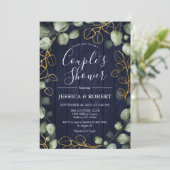 ユーカリリースネイビーウッドカップルシャワー 招待状 (スタンド正面)