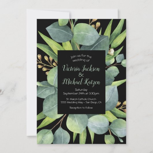 ユーカリリースフレーム結婚式招待状 招待状 (正面)