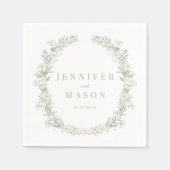 ユーカリリースフローラ結婚紙ナプキンス スタンダードカクテルナプキン (正面)