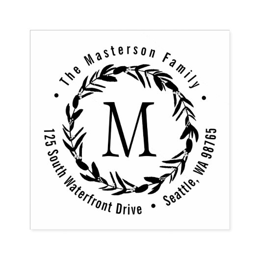 ユーカリリースモノグラムファミリー差出人住所 ラバースタンプ (インプリント)