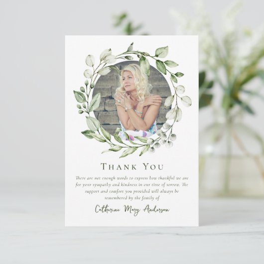 ユーカリリース写真悔やみや弔慰葬儀 サンキューカード (スタンド正面)