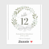 ユーカリリース結婚のテーブル番号ワインラベル シール (シート)