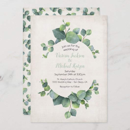 ユーカリリース結婚式招待状 招待状 (正面/裏面)