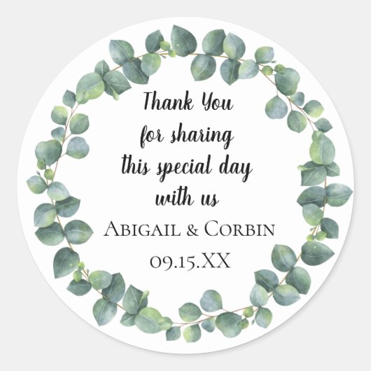 ユーカリリース パーソナライズされた ラウンドシール (正面)