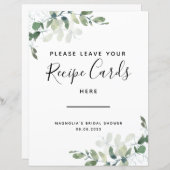 ユーカリレシピカードブライダルシャワー標識 (正面/裏面)