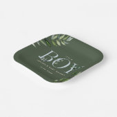 ユーカリレタリンググリーンブルーボーイベビーシャワー ペーパープレート (傾斜あり)