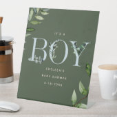 ユーカリレタリングブルーボーイベビーシャワーウェルカム 台座サイン (インサイチュ)