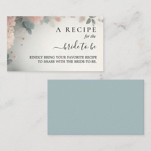 ユーカリレースチュールダスティーブルー ブライダルシャワー エンクロージャーカード (正面/裏面)