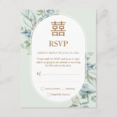 ユーカリ中国のプトゥスダブルハピネス結婚式RSVP (正面)
